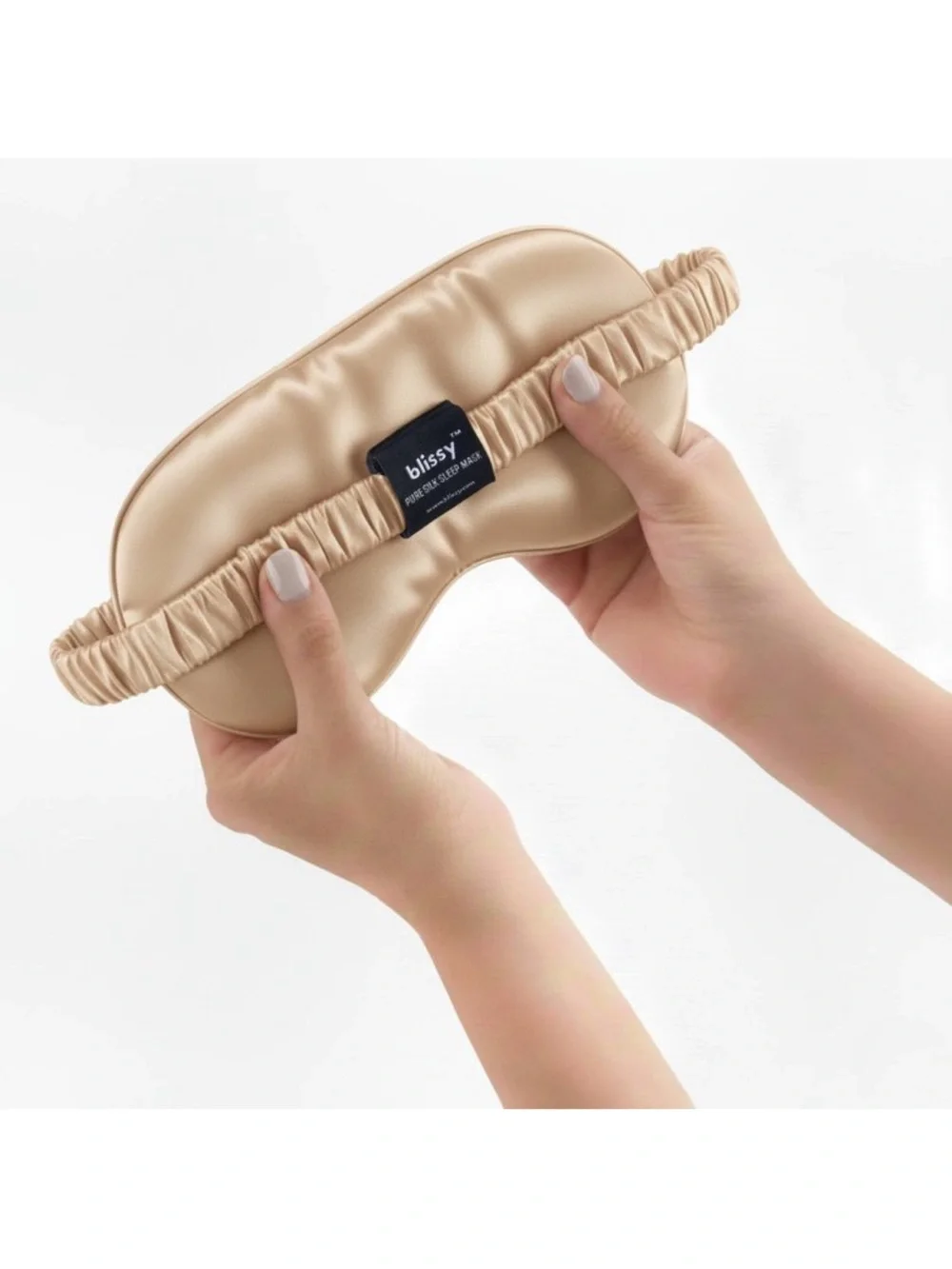 Blissy Luxe Silk Sleep Mask in Champagne